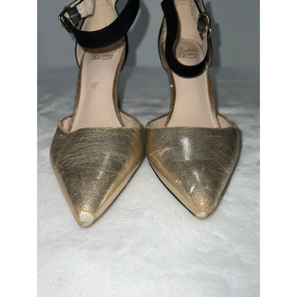 JADA BRAVE “MACIEN” BLACK SUEDE BACK WITH GOLD FRONT PUMP/SZ 8 - Picture 4 of 9